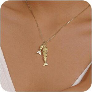 Koi Fish Pendant Necklace | 14K Gold Plated Copper